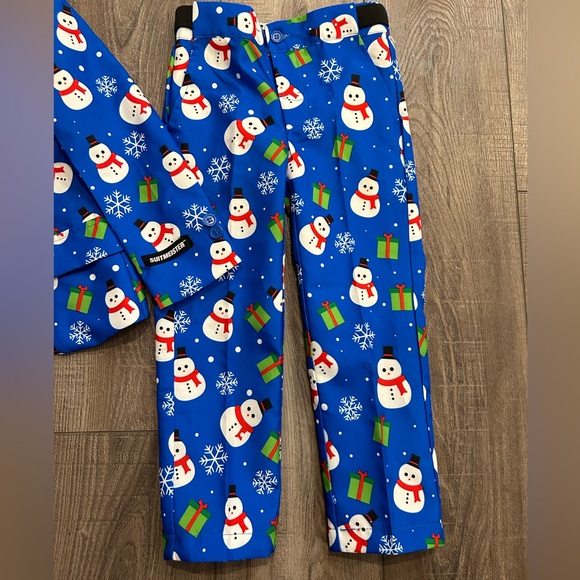 SUITMEISTER Christmas full Suit Snowman Jacket Pants & tie - size small - Picture 3 of 15